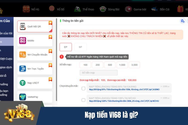 Nạp tiền VI68 là gì?